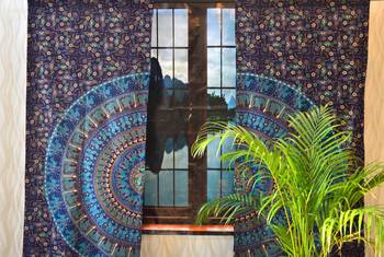 Indian mandala tulle voile door window curtain drape panel sheer scarf valances 3