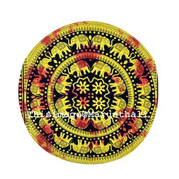 Mandala Roundie Beach Indian Elephant Mandala Tapestry Hippy Gypsy Cotton Tie Dye Table Covers Yoga Mat Bohemian 2