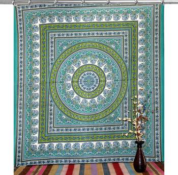 Boho living room hook curtains bohemian curtains for bedroom tie dye tapestry curtains mandala hippie dorm decor 1