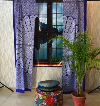 Peacock mandala cotton hippie indian tapestry door cutain decor window curtains 2