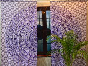 Indian door window curtains mandala tapestries drape panel sheer scarf divider 1