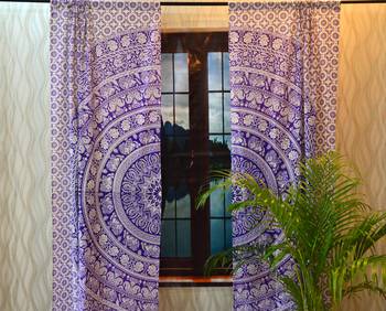 Indian door window curtains mandala tapestries drape panel sheer scarf divider 2