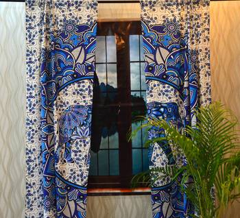 Elephant mandala curtains tapestry drapes window valances bohemian throw curtain 4