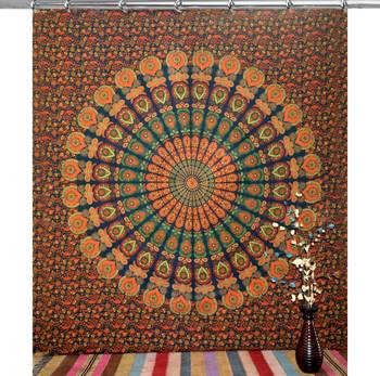 Mandala window hook curtains drape balcony room decor curtain boho set ethnic set hook tapestry 2