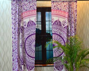 Indian mandala door window curtains cover drape panel hippie valances curtain 4
