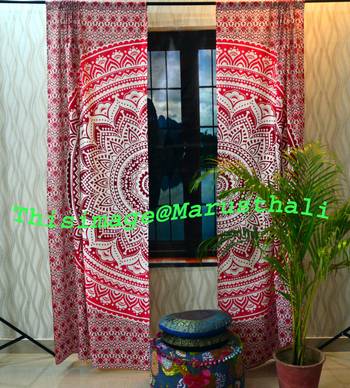 Ombre window door curtain pure cotton drape mandala balcony room curtains decor 2