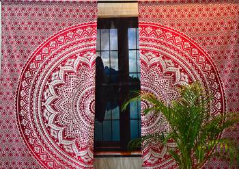 Ombre window door curtain pure cotton drape mandala balcony room curtains decor 3