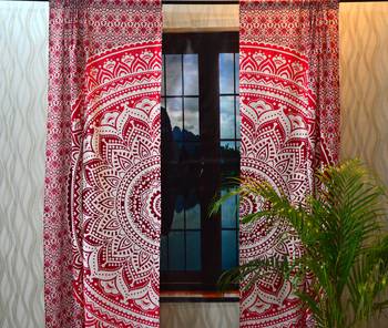Ombre window door curtain pure cotton drape mandala balcony room curtains decor 4