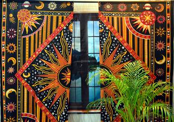 Cotton mandala curtains indian celtic wall drapery 2 valances panel scarf hippie 1