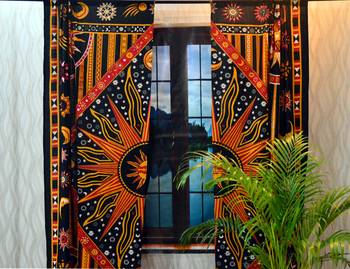 Cotton mandala curtains indian celtic wall drapery 2 valances panel scarf hippie 2