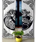 Black and white dragon and tiger mandala curtain hippie bohemian handmade include 2 panel set twin tapestry