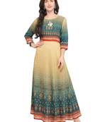 Yellow printed art silk kurti