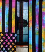 American flag curtain hippie bohemian handmade include 2 panel set Multicolor tie dye twin american flag tapestry