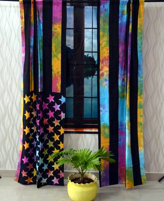 American flag curtain hippie bohemian handmade include 2 panel set Multicolor tie dye twin american flag tapestry 2