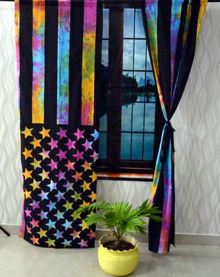 American flag curtain hippie bohemian handmade include 2 panel set Multicolor tie dye twin american flag tapestry 3