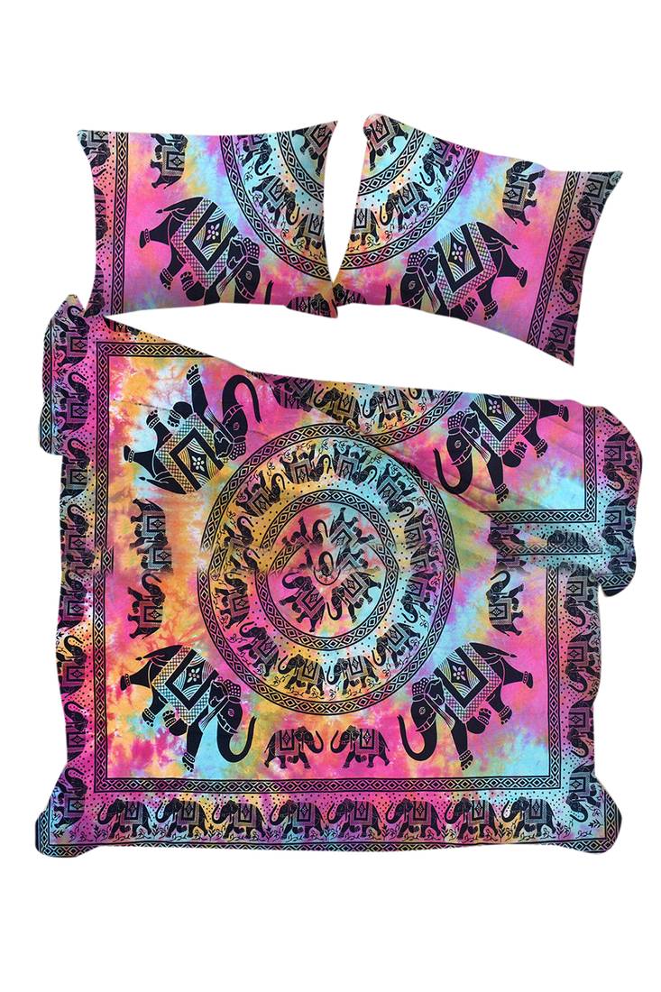 Psychedelic Elephant Tie Dye Comforter Cover Double Bedding Throw