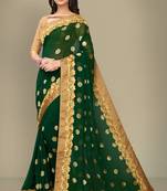 Green embroidered georgette saree with blouse