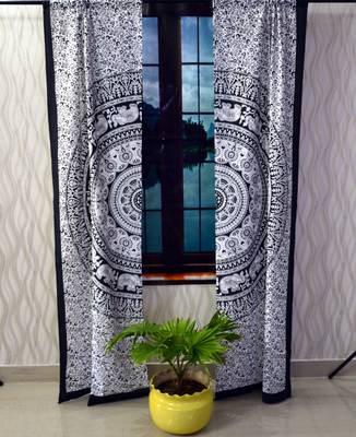 Indian mandala black and white curtain hippie bohemian handmade include 2 panel set twin tapestry, drapes & valances 2