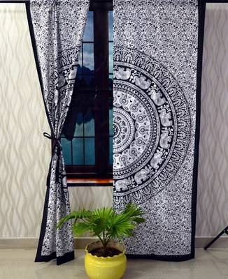 Indian mandala black and white curtain hippie bohemian handmade include 2 panel set twin tapestry, drapes & valances 3
