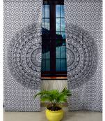 Black & white mandala curtain gypsy hippie bohemian handmade include 2 panel set twin tapestry, drapes & valances