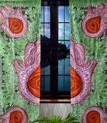 Hamsa hand curtain hippie bohemian handmade urban sketched hand curtains, include 2 panel set twin tapestry