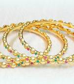 ETHNIC EMERALD RUBY STUD BANGLES
