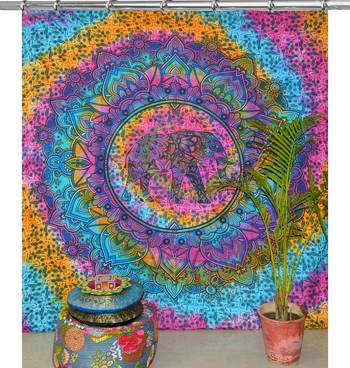 Mandala print curtain valance set dorm hook tapestry drape balcony room decor curtain boho set hippie 2
