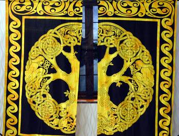 Indian mandala yellow curtain hippie bohemian handmade include 2 panel set queen tapestry, drapes & valances 2