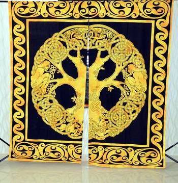 Indian mandala yellow curtain hippie bohemian handmade include 2 panel set queen tapestry, drapes & valances 4