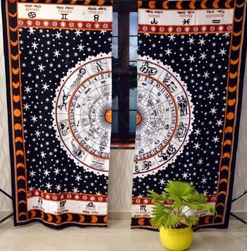 Indian horoscope mandala curtain hippie bohemian handmade star include 2 panel set queen tapestry, drapes & valances 1