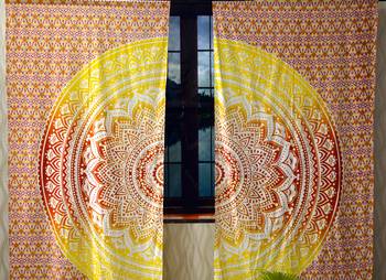 Ombre mandala curtain hippie bohemian handmade include 2 panel set queen tapestry, drapes & valances 2