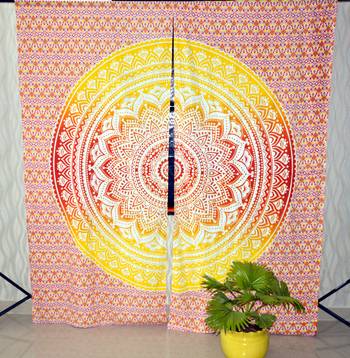 Ombre mandala curtain hippie bohemian handmade include 2 panel set queen tapestry, drapes & valances 4