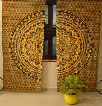 Indian mandala curtain gypsy hippie bohemian handmade ombre include 2 panel set queen tapestry, drapes & valances 1