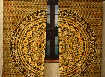 Indian mandala curtain gypsy hippie bohemian handmade ombre include 2 panel set queen tapestry, drapes & valances 2