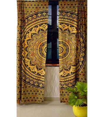 Indian mandala curtain gypsy hippie bohemian handmade ombre include 2 panel set queen tapestry, drapes & valances 3