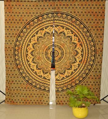 Indian mandala curtain gypsy hippie bohemian handmade ombre include 2 panel set queen tapestry, drapes & valances 4