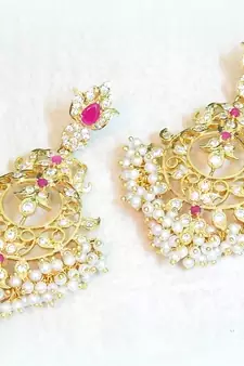 ETHNIC PEARL RUBY  DANGLER EARRING