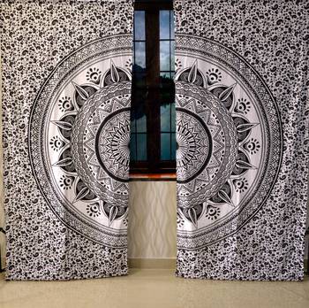 Indian lamp ombre mandala curtain hippie bohemian handmade include 2 panel set queen tapestry, drapes & valances 1