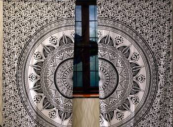 Indian lamp ombre mandala curtain hippie bohemian handmade include 2 panel set queen tapestry, drapes & valances 2