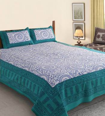Blue Cotton Bed-Sheets 1