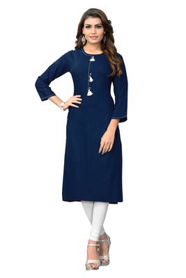 Blue hand woven rayon kurti 1