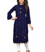 Blue hand woven rayon kurti