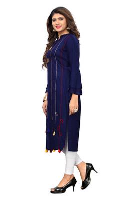 Blue hand woven rayon kurti 3