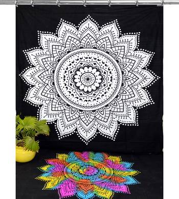 Hook tapestry curtain 2 valances drape panel boho decor window curtain drape handmade curtain tapestry throw 1