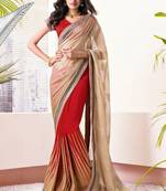Red woven georgette saree with blouse