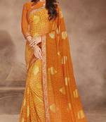 Orange woven georgette saree with blouse