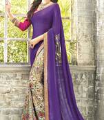 Purple plain georgette saree with blouse