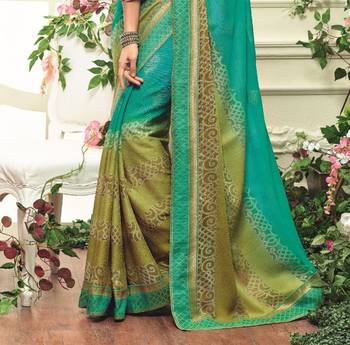 Green woven crepe saree with blouse 2