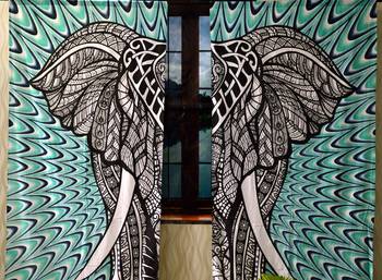 Indian elephant curtain gypsy hippie bohemian handmade include 2 panel set queen tapestry, drapes & valances 2
