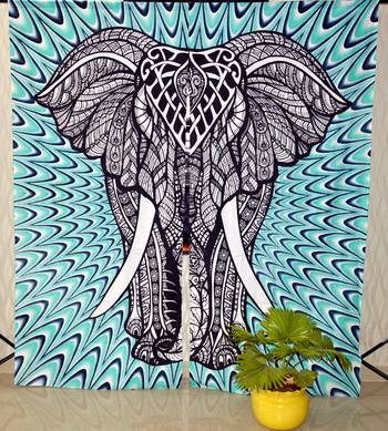 Indian elephant curtain gypsy hippie bohemian handmade include 2 panel set queen tapestry, drapes & valances 4